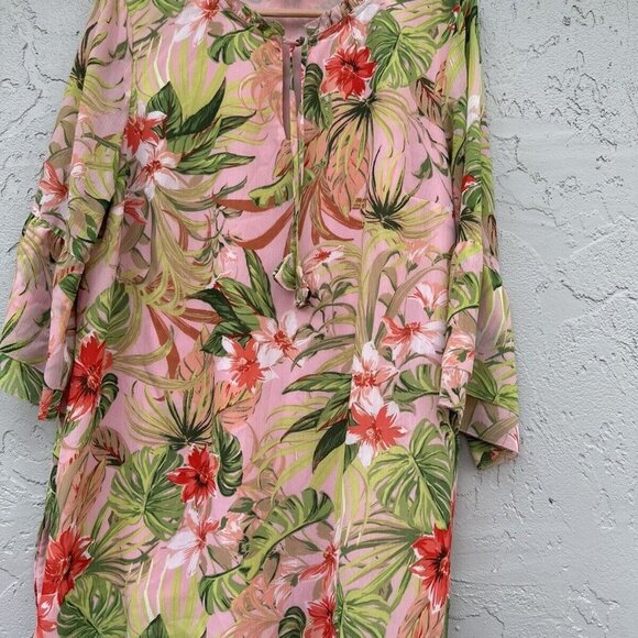 J. Jill Women's  3/4 Sleeve Seashell Paradise Found‎ Tunic Blouse SZ LP - Picture 2 of 11